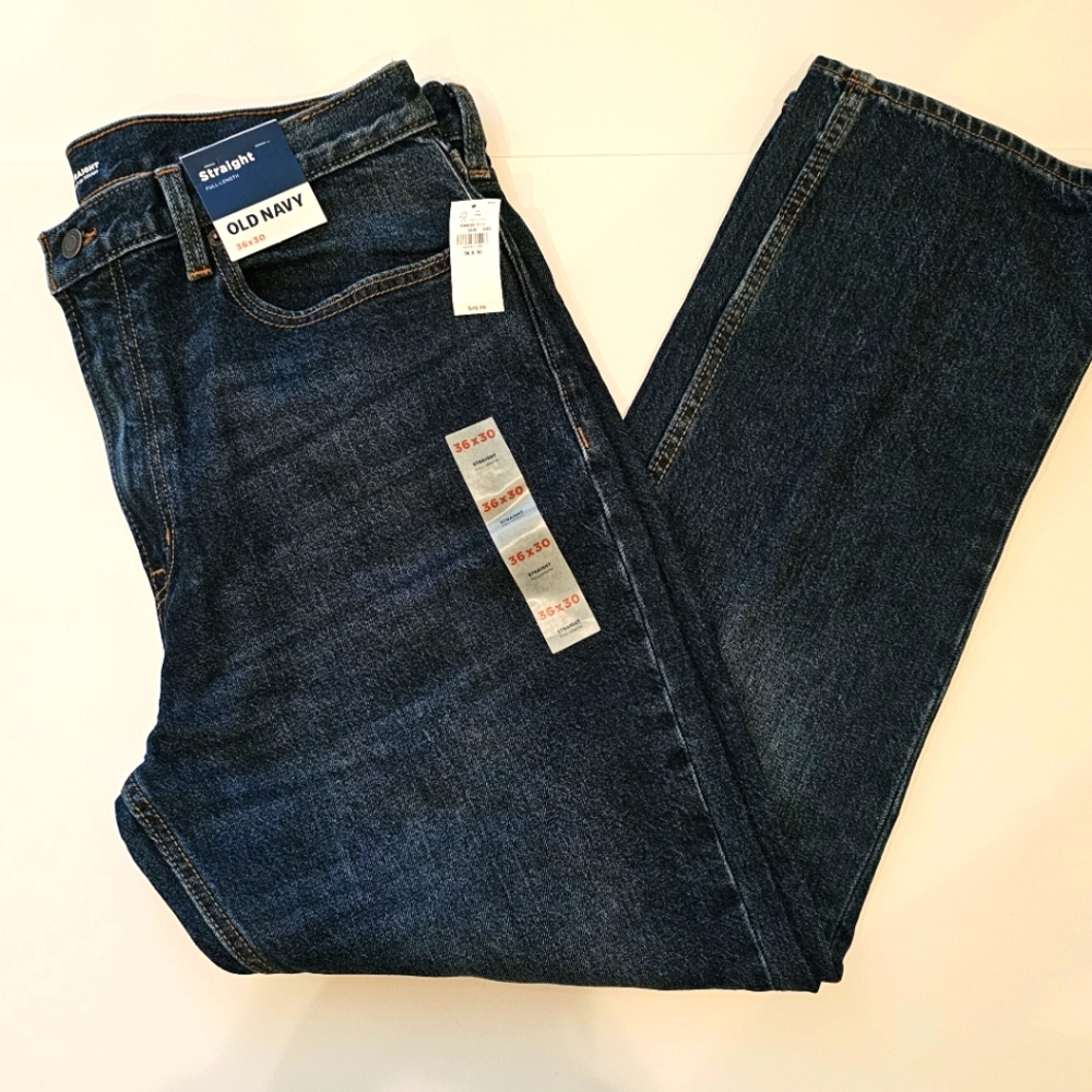 Old Navy Dark Wash Blue Straight Leg Full Length Jeans Sz 36x30